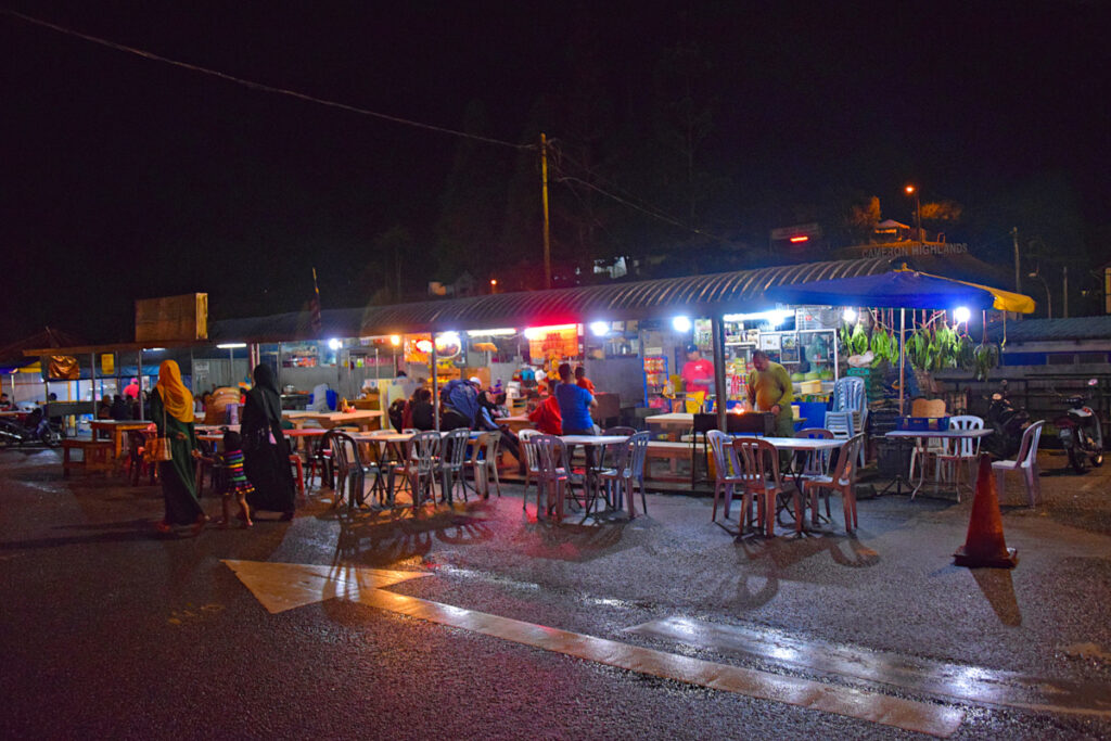 Food stalls at night in Tanah Rata, Malaysia
