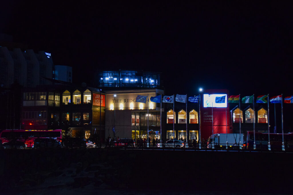 Buildings on the main street of the Olympic Village